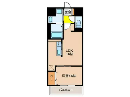 CAISSE 大橋(1LDK/7階)の間取り写真