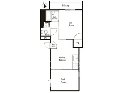 スペースN(2DK/4階)の間取り写真