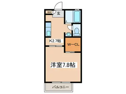ウイルコート(1K/1階)の間取り写真
