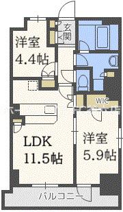 パークアクシス うつぼ公園(2LDK/3階)の間取り写真