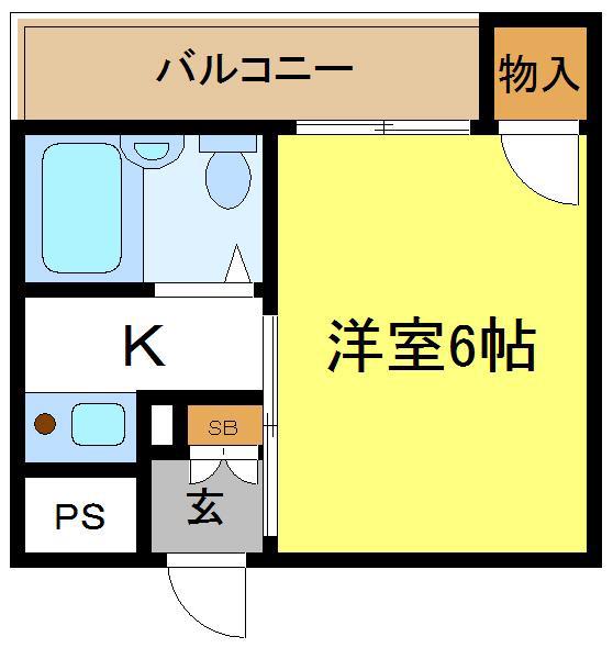アネシオン平野(1K/2階)の間取り写真
