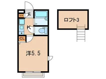 CASA MARRON(1K/2階)の間取り写真