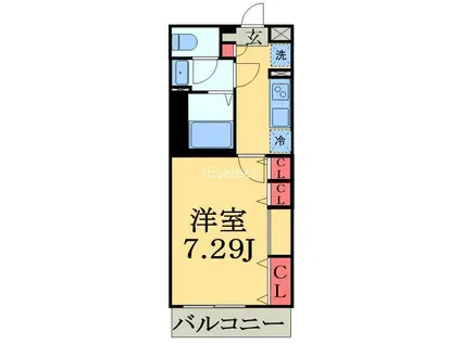 リブリ若草(1K/2階)の間取り写真