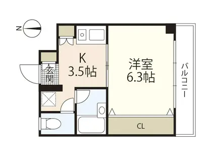 中福ビル(1K/3階)の間取り写真