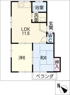 ヴィラやよい(2LDK/3階)の間取り写真