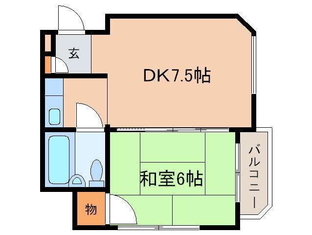 NBハイム西宮甲陽(1DK/2階)の間取り写真