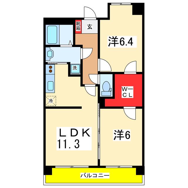 パークハイツ美咲(2LDK/8階)の間取り写真
