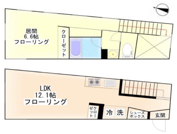 ボンボン(1LDK/1階)の間取り写真