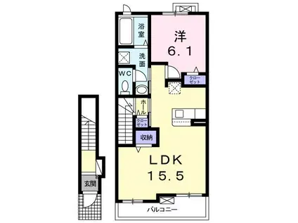 パサージュ(1LDK/2階)の間取り写真