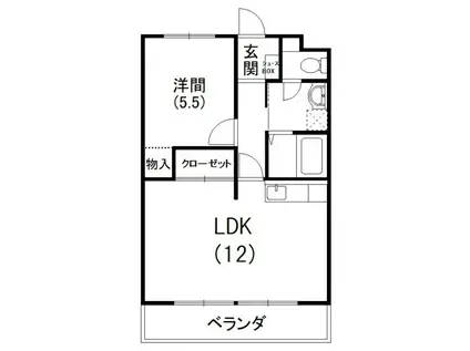 マンション歩(1LDK/2階)の間取り写真