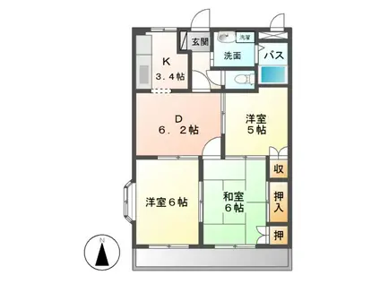 コンフォールハイランドI(3DK/2階)の間取り写真