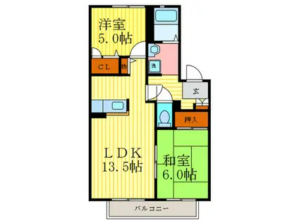 ディアス21(2LDK/2階)の間取り写真