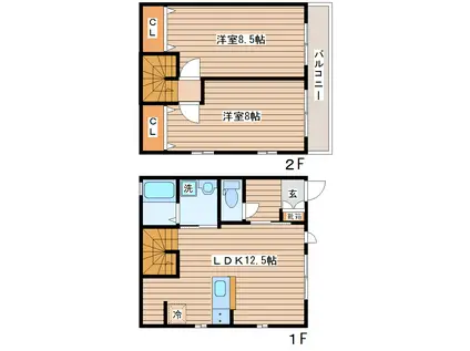 ブリランテA(2LDK/1階)の間取り写真