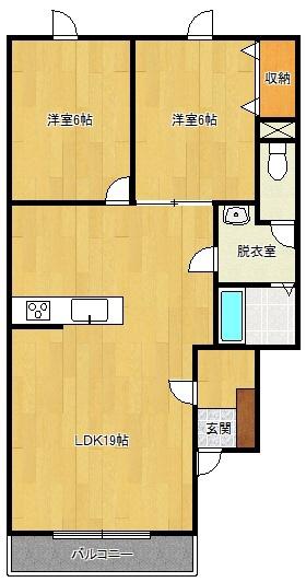 ハイツパークサイドI(2LDK/2階)の間取り写真