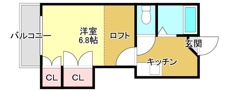 花津留APARTMENT(1K/1階)の間取り写真