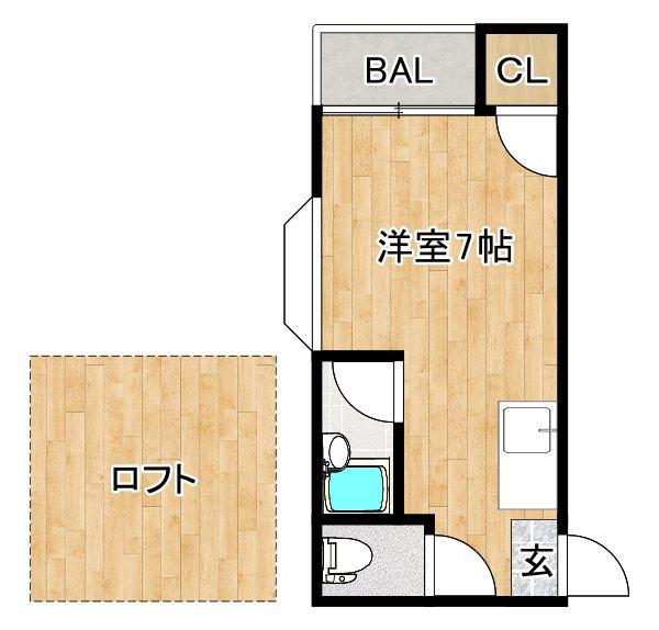 シャーミー諏訪野(ワンルーム/2階)の間取り写真