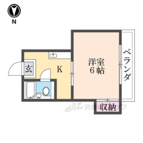 マンション六車(1K/3階)の間取り写真