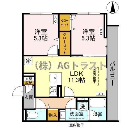 エリシアガーデン(2LDK/3階)の間取り写真