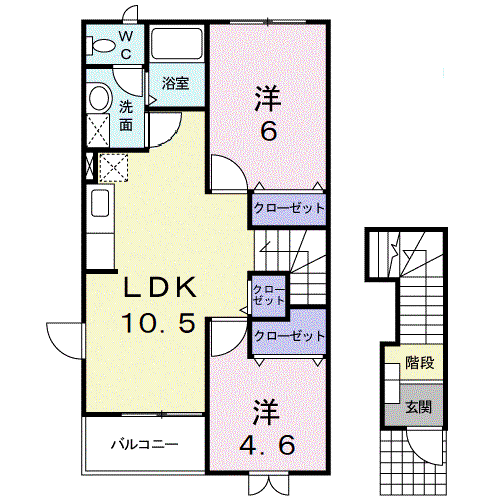 シャンドフルール II(2LDK/2階)の間取り写真
