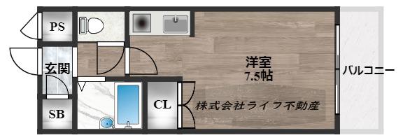 SENTIA八戸ノ里(ワンルーム/3階)の間取り写真