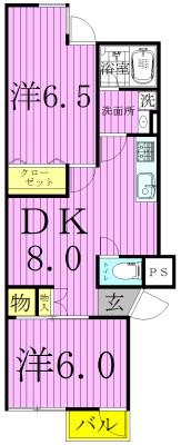 パール仲町マンション(2LDK/4階)の間取り写真