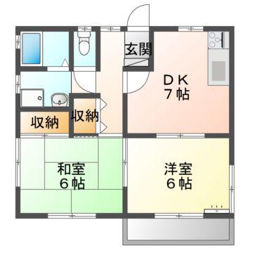 ジュネス横尾 B(2DK/2階)の間取り写真