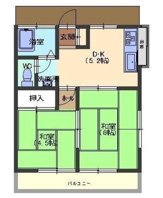 幸栄ハイツ(2DK/1階)の間取り写真