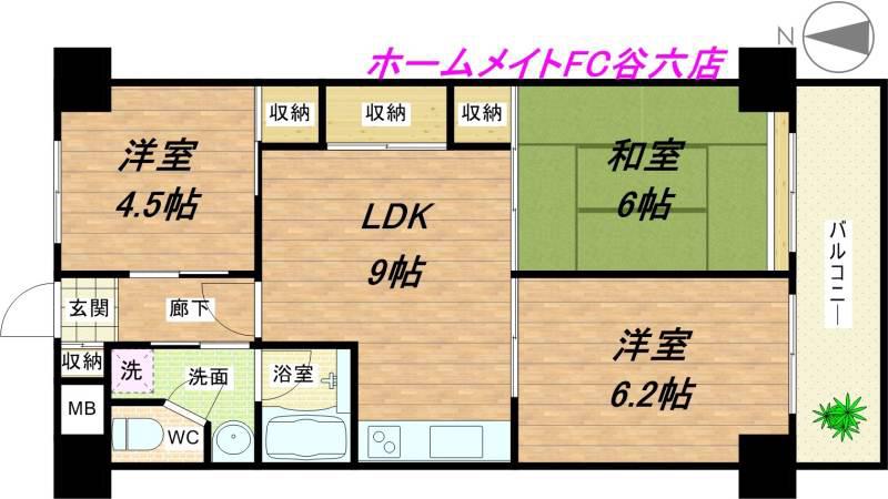 ヒルブリッジヒルNO2(3LDK/4階)の間取り写真