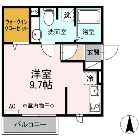 グレイスハイム(ワンルーム/2階)の間取り写真