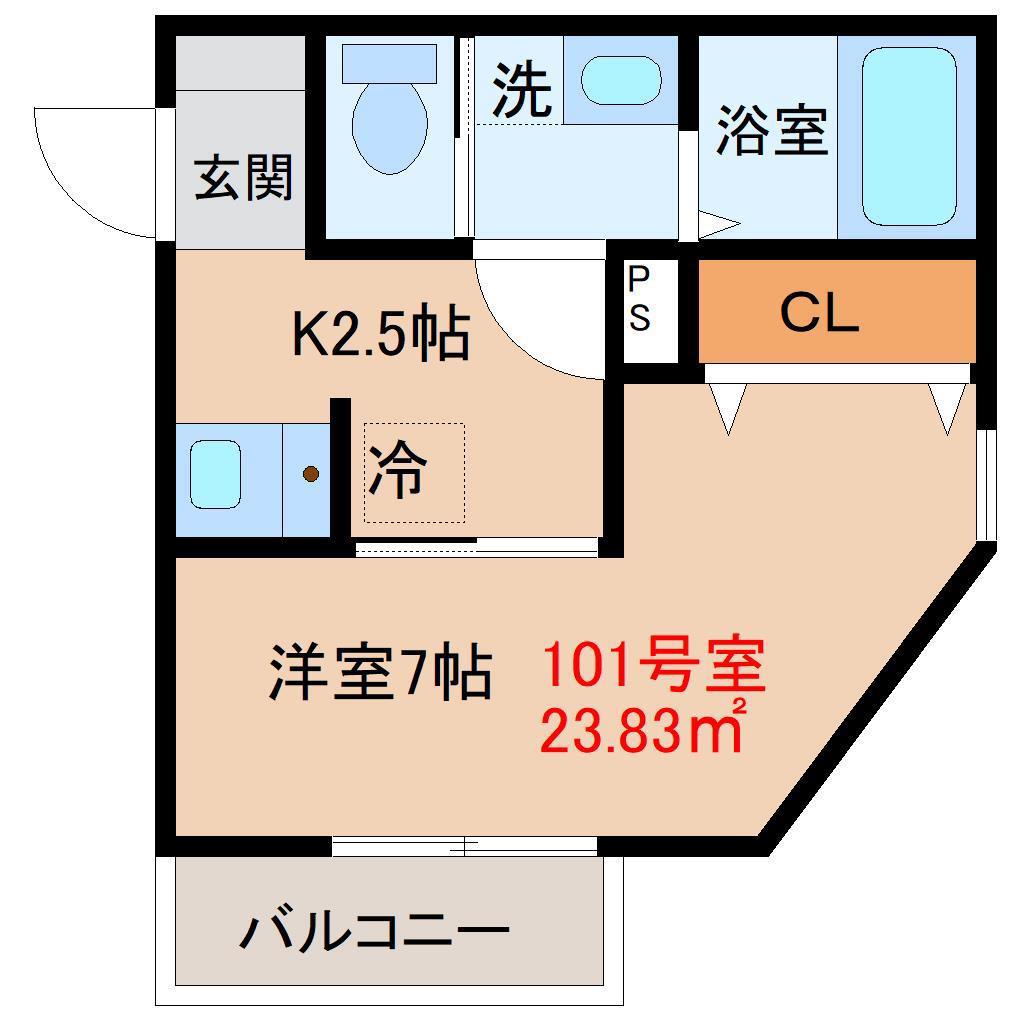 グラウハイム(1K/2階)の間取り写真