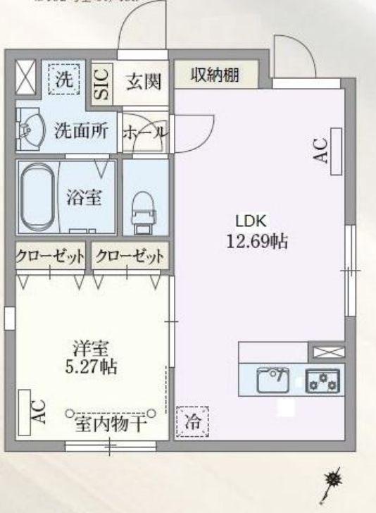 PASEO目黒II(1LDK/4階)の間取り写真