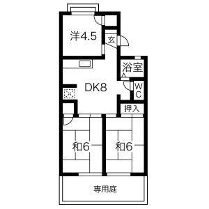 ジュネスマルフクA棟(3DK/1階)の間取り写真