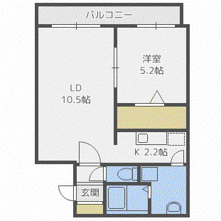ソワールパルク平岸(1DK/4階)の間取り写真
