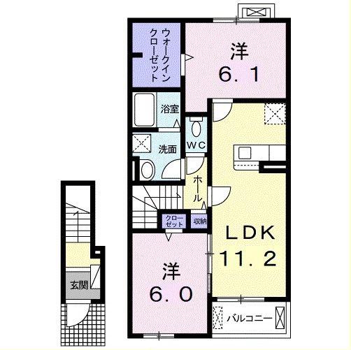 メゾンエトワールF(2LDK/2階)の間取り写真