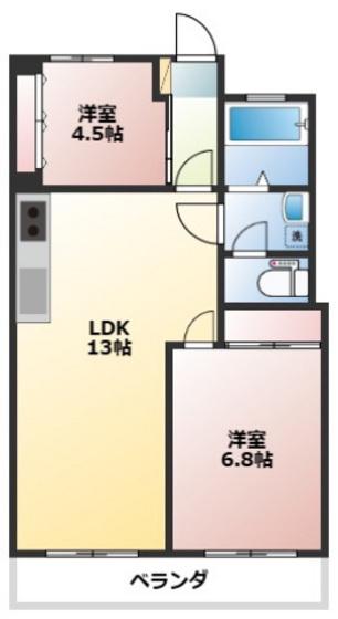 パークヒルズ奥田(2LDK/3階)の間取り写真