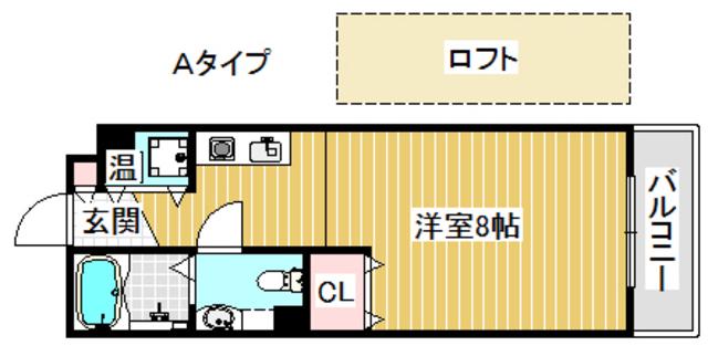 アビタ細川たかつき(1K/4階)の間取り写真