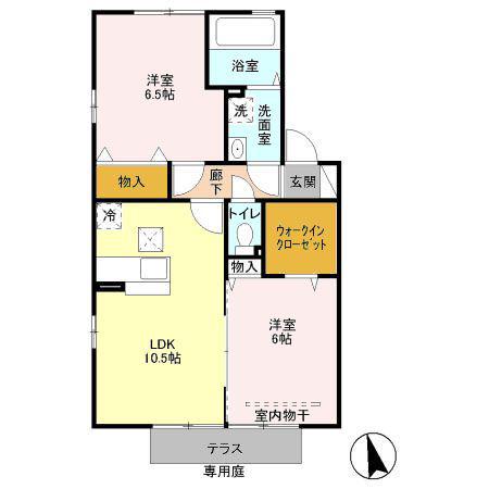 メゾンベール末広 II(2LDK/1階)の間取り写真