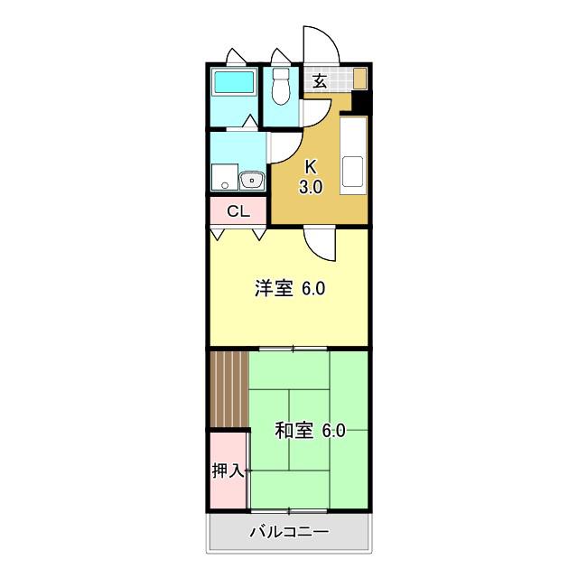 吉川マンション(2K/2階)の間取り写真