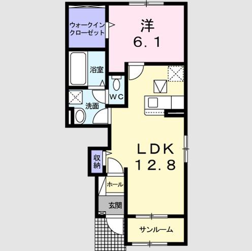 セイント パレス B(1LDK/1階)の間取り写真