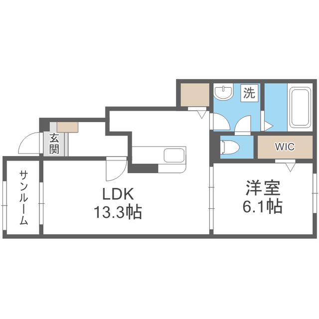 ハウスティア 周船寺(1LDK/1階)の間取り写真