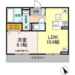 フェリーチェ A棟(1LDK/1階)の間取り写真