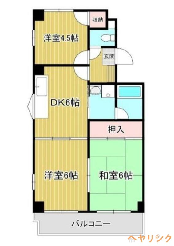 青山マンション(3DK/3階)の間取り写真