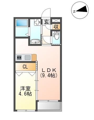 フィーロ宮町(1LDK/1階)の間取り写真