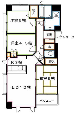 藤和シティーホームズ三鷹(3LDK/4階)の間取り写真