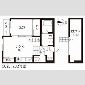 ハーモニーテラス石田町(1LDK/2階)の間取り写真