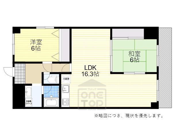 グリーンパレス千里中央B棟(2LDK/2階)の間取り写真