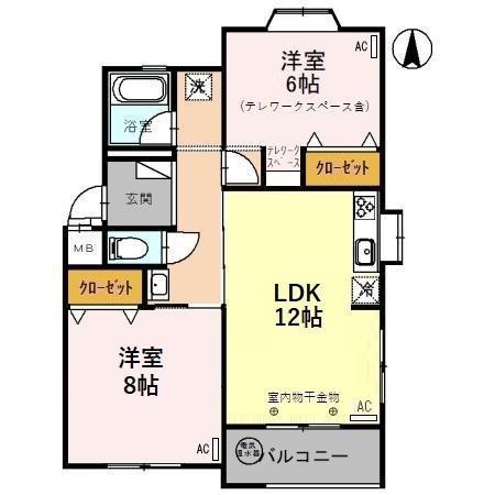 ボンヌールオカダ(2LDK/3階)の間取り写真