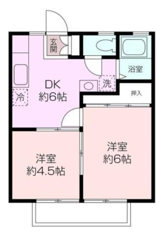 サンフェリカA(2DK/1階)の間取り写真