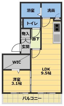 リビングタウンさくらだ(1LDK/1階)の間取り写真