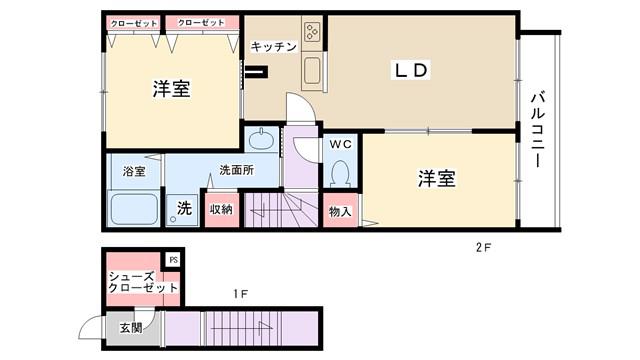 STELLA RIVA(2LDK/2階)の間取り写真